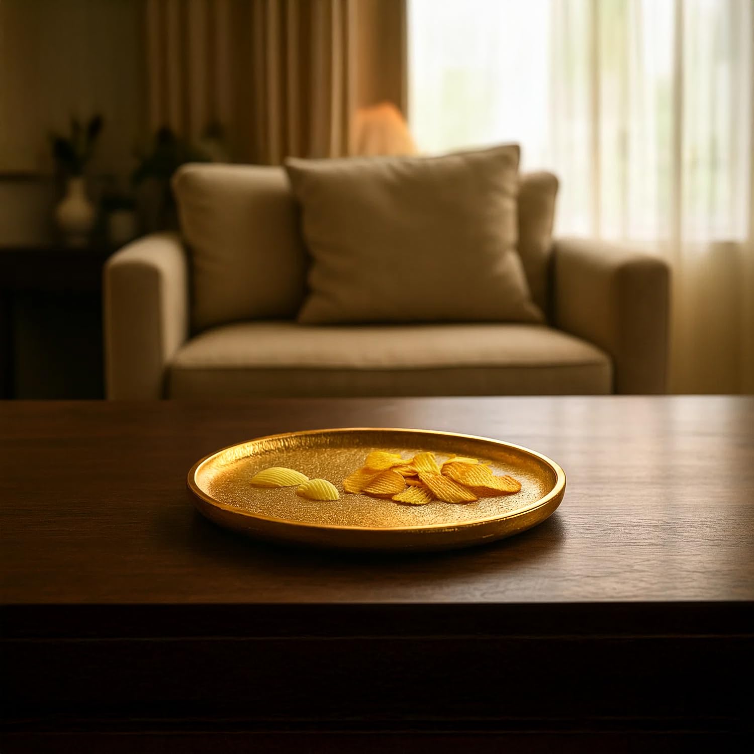 VON CASA Golden Raw Aluminium Tray