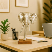 VON CASA Silver Elephant Head Sculpture