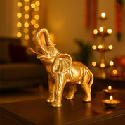 VON CASA Golden Embossed Elephant Figurine
