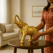 VON CASA Golden Embossed Elephant Figurine