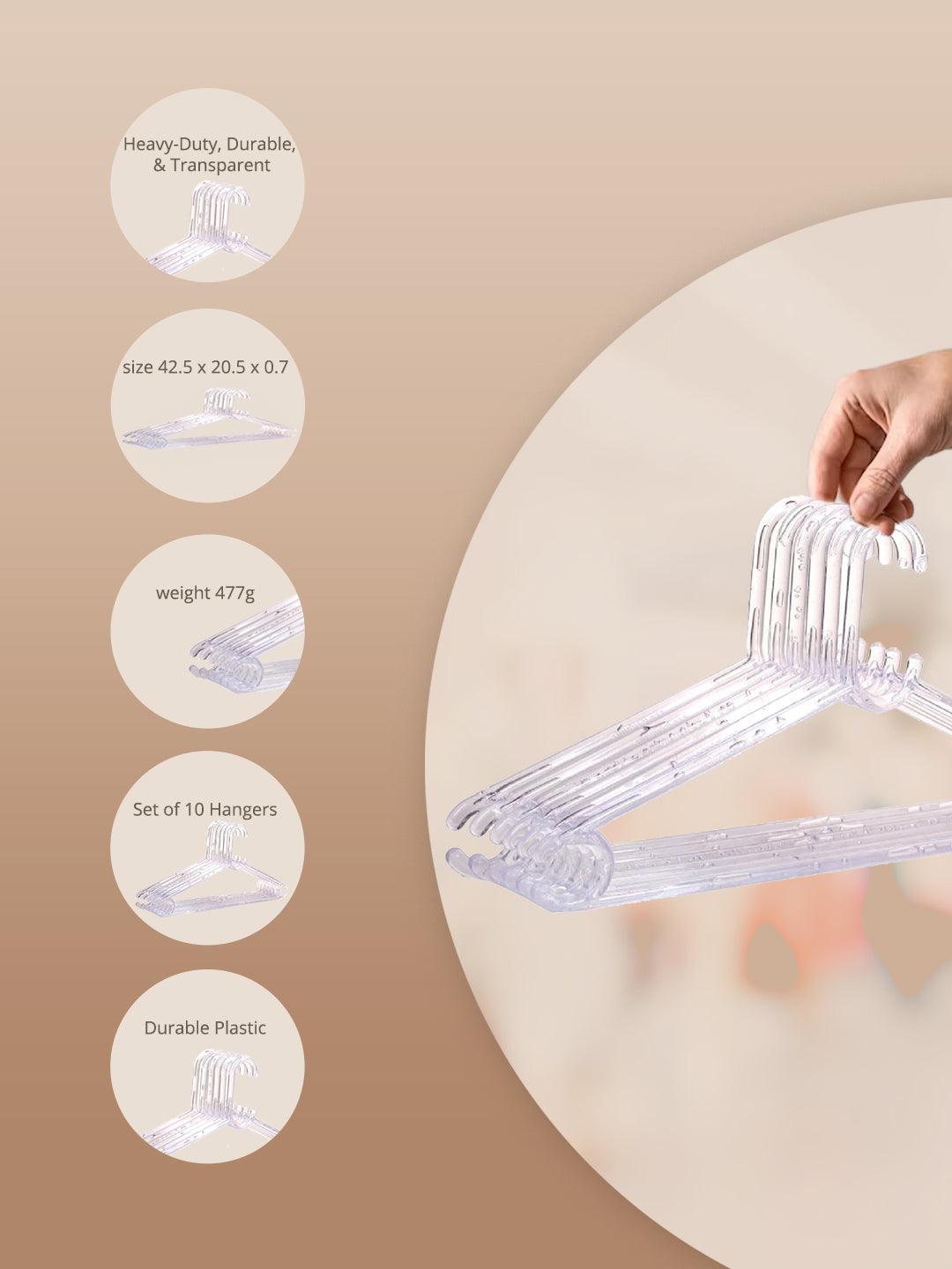 Market99 Plastic Transparent Hangers - Set of 10 - MARKET99