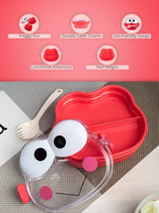 Double Layer Frog Shape Lunch Box for Kids With Spoon, Red, Plastic - MARKET99