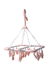 Cloth Hanger with 14 Pegs, Peach, Stainless Steel - MARKET99