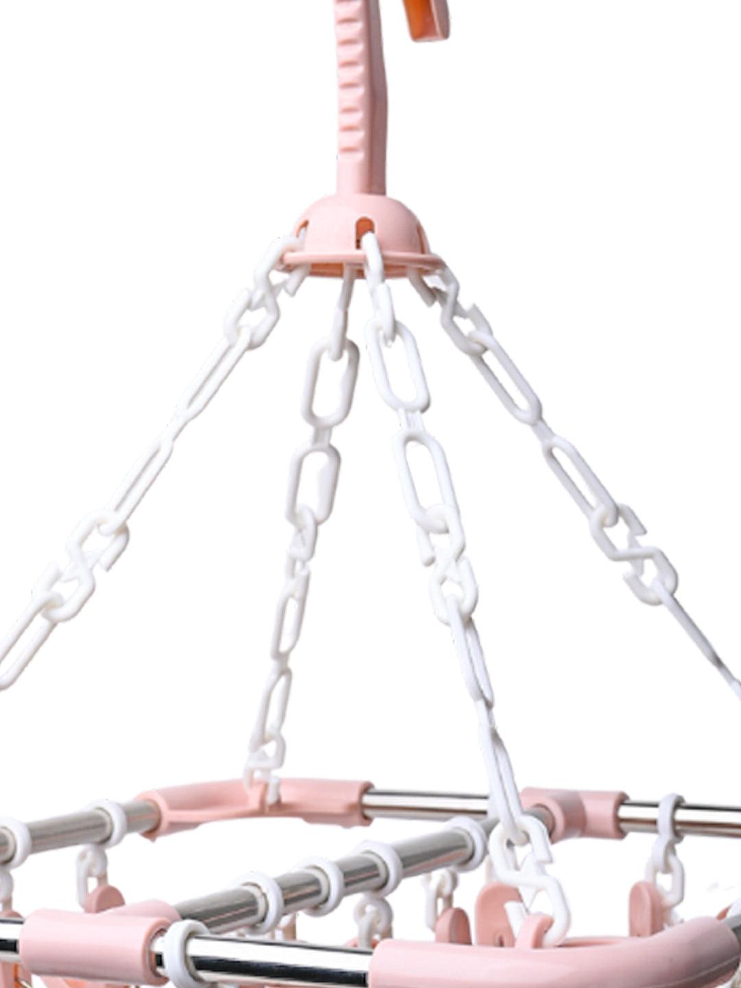 Cloth Hanger with 14 Pegs, Peach, Stainless Steel - MARKET99