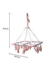 Cloth Hanger with 14 Pegs, Peach, Stainless Steel - MARKET99
