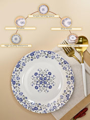 Market99 Melamine Tableware Glossy Floral Finish Quarter Plates for Dining Table (Set Of 6) - MARKET99