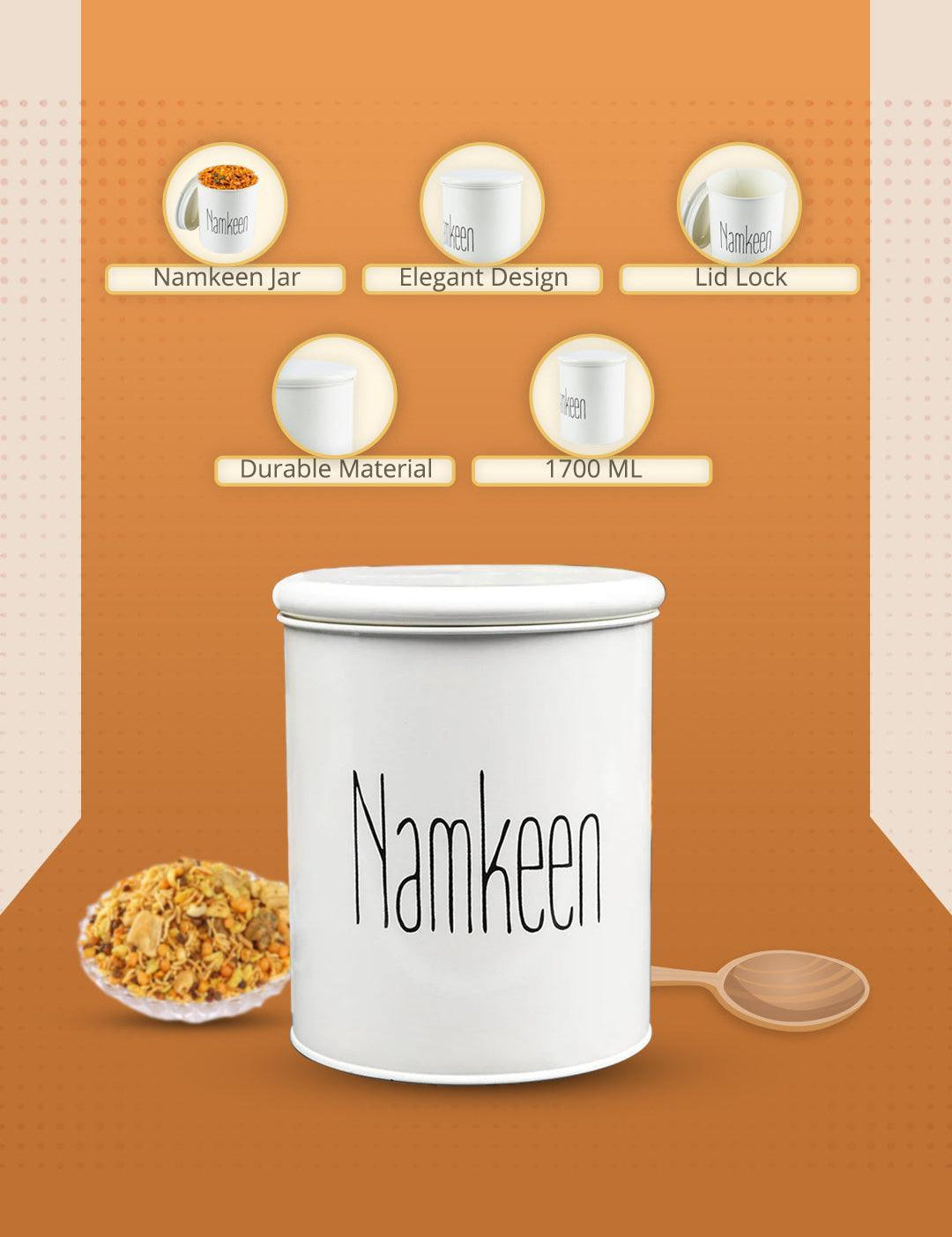 Namkeen Jar With Lid - (Off White, 1700mL) - MARKET99