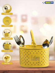 Polka Dot Cutlery Holder - Yellow - MARKET99
