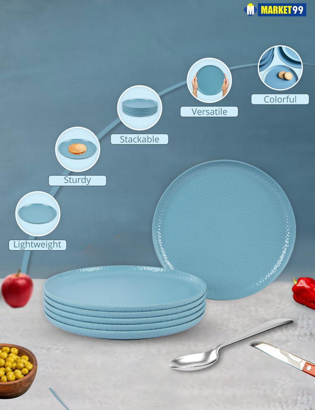 Melamine Round Quarter Plate (Set of 6) - MARKET99