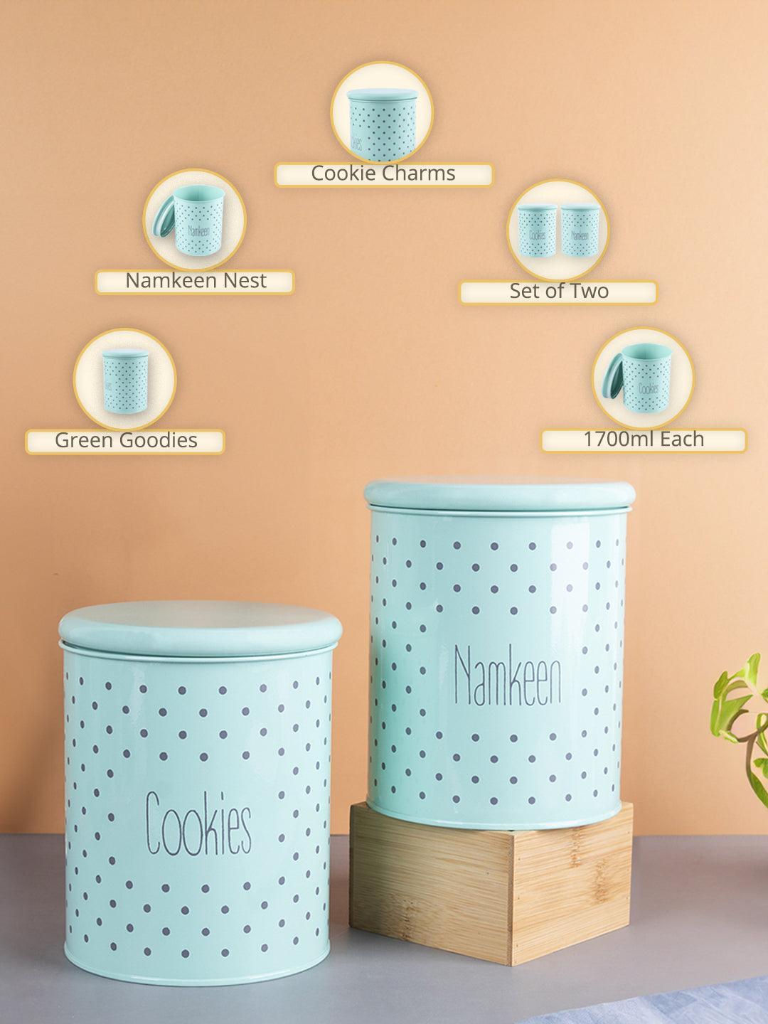 Cookie & Namkeen Jar Set Of 2 ( Green, Each 1700 Ml ) - MARKET99