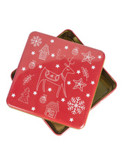 Reindeer & Snowflake Print - Christmas Tin Box Gift - Reindeer
