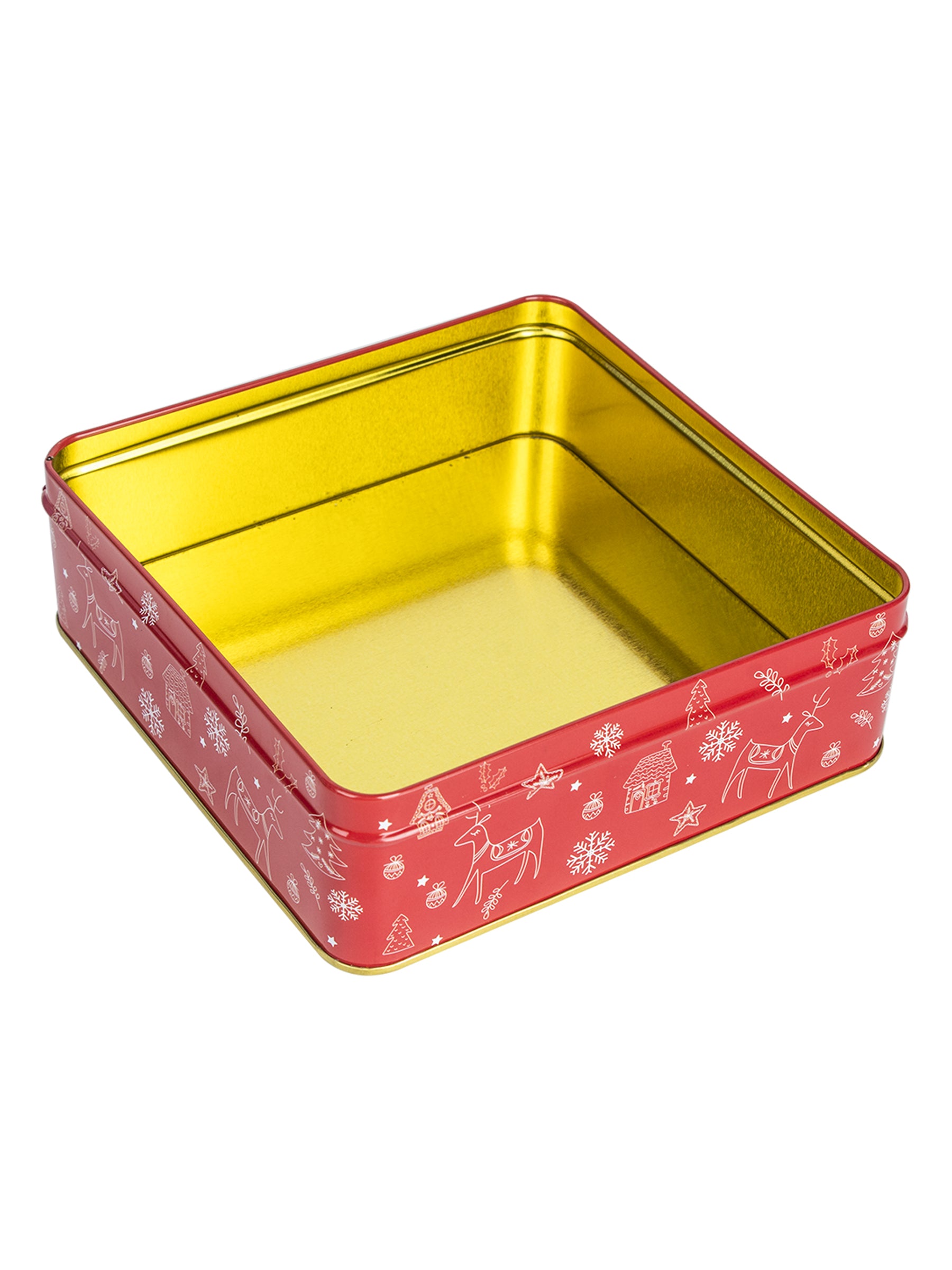 Reindeer & Snowflake Print - Christmas Tin Box Gift - Reindeer