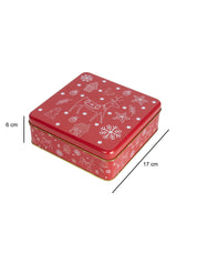 Reindeer & Snowflake Print - Christmas Tin Box Gift - Reindeer