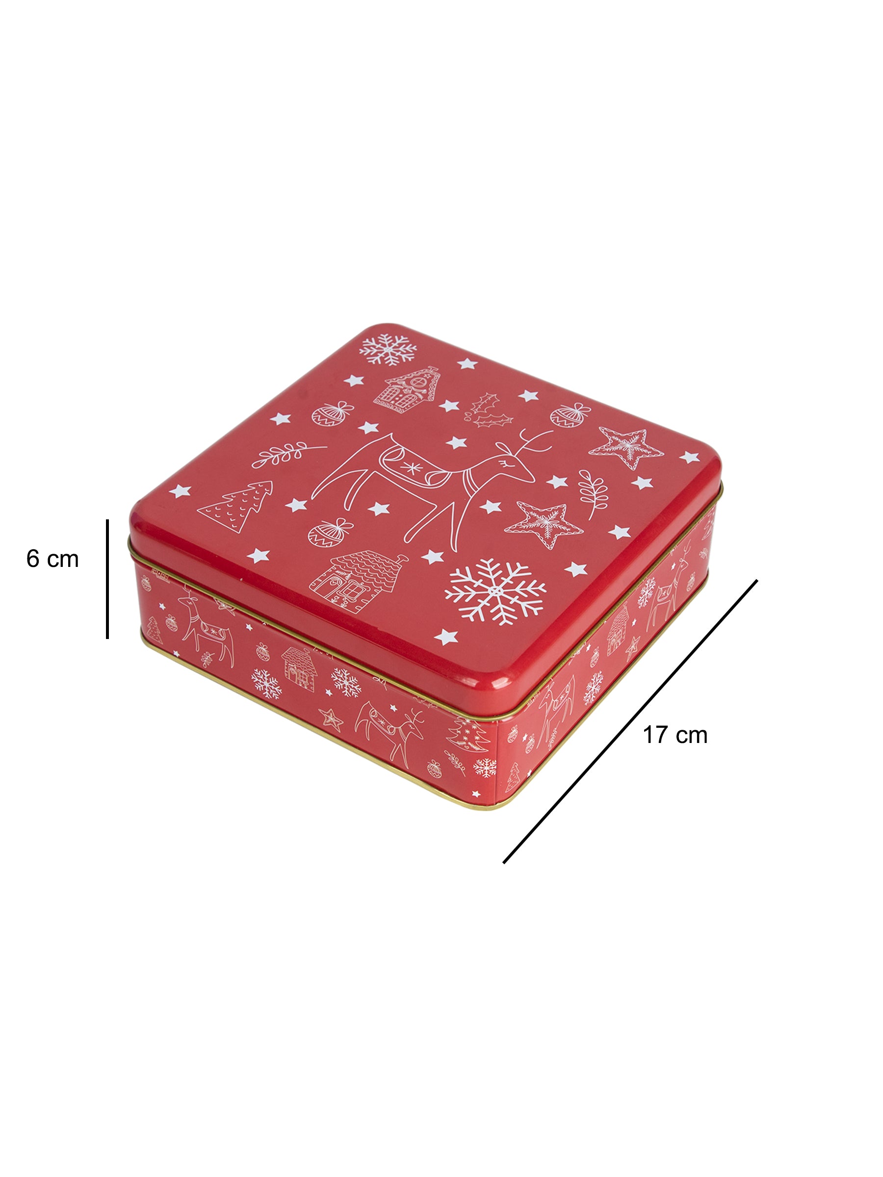 Reindeer & Snowflake Print - Christmas Tin Box Gift - Reindeer