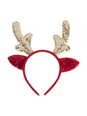 Reindeer Horn Red & Golden - Christmas Reindeer Antlers Head Band Set Of 2 Pcs - IMAGE CHANGED