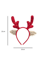 Reindeer Horn Red & Golden - Christmas Reindeer Antlers Head Band Set Of 2 Pcs - IMAGE CHANGED