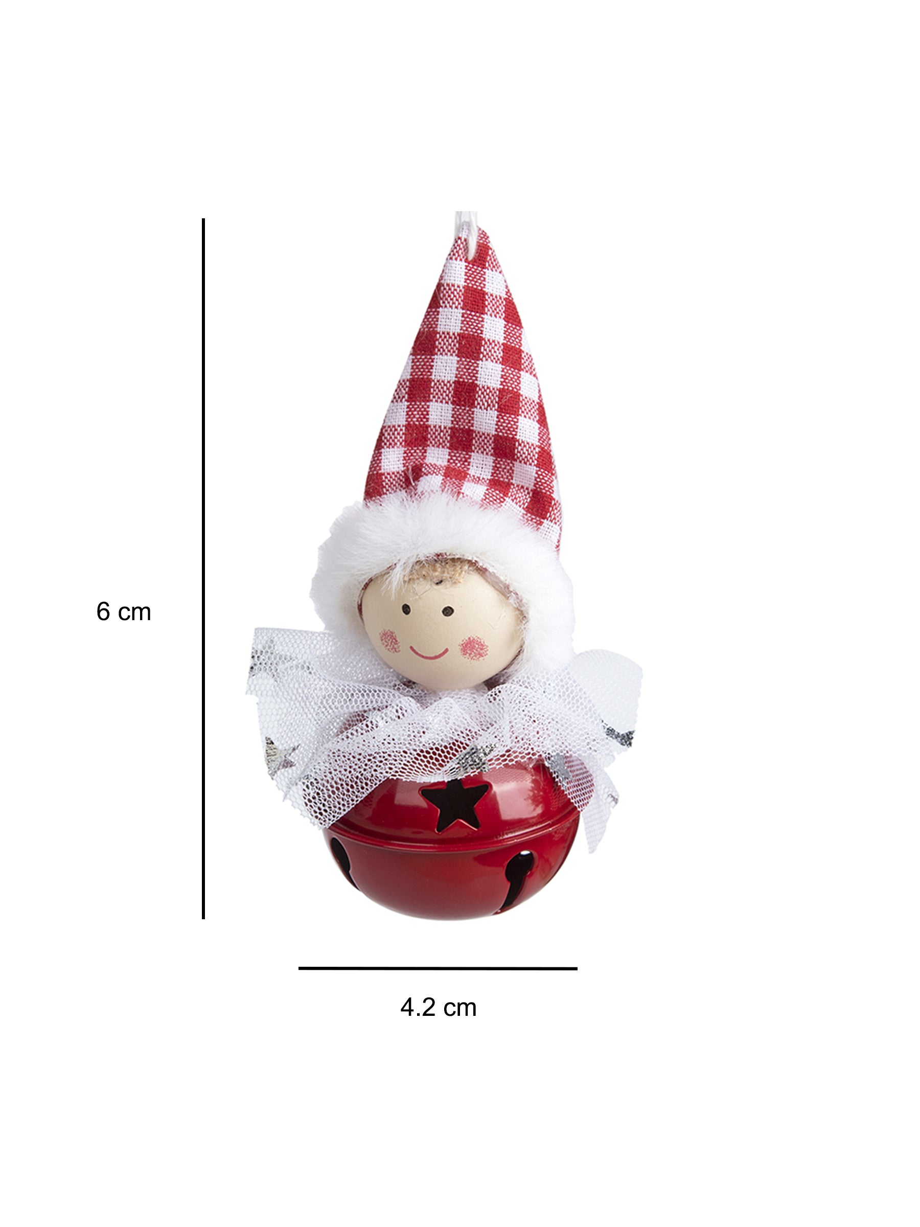 Christmas Hanging Santa Head Ornament With Bell Set Of 4 Pcs - Assorted Design