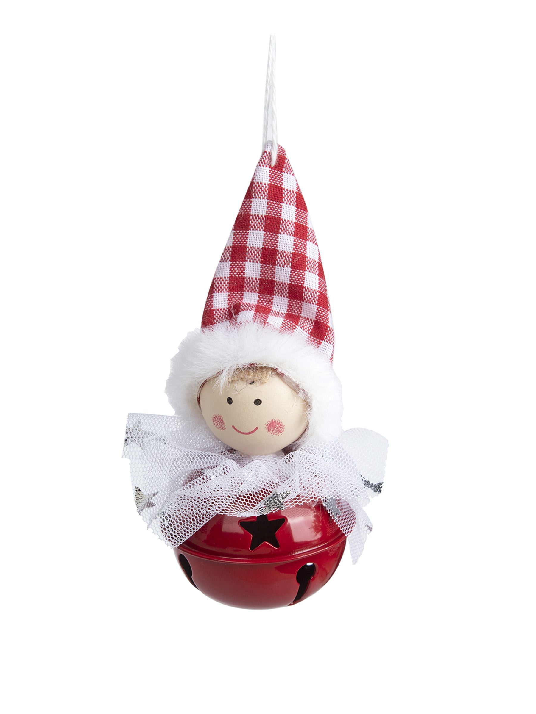 Christmas Hanging Santa Head Ornament With Bell Set Of 4 Pcs - Assorted Design