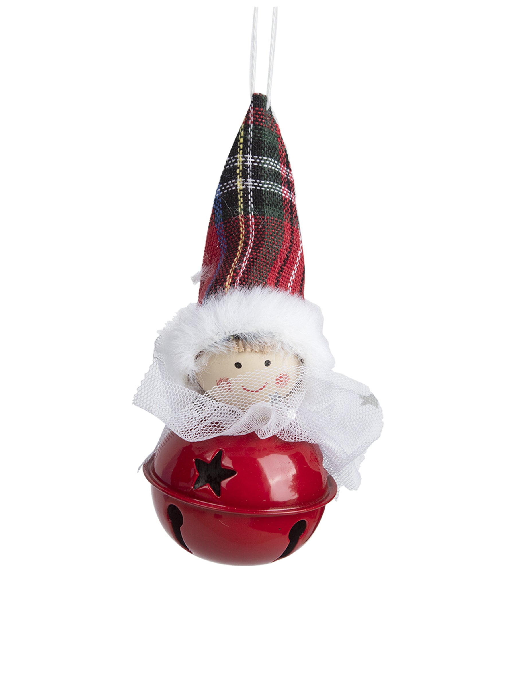 Christmas Hanging Santa Head Ornament With Bell Set Of 4 Pcs - Assorted Design