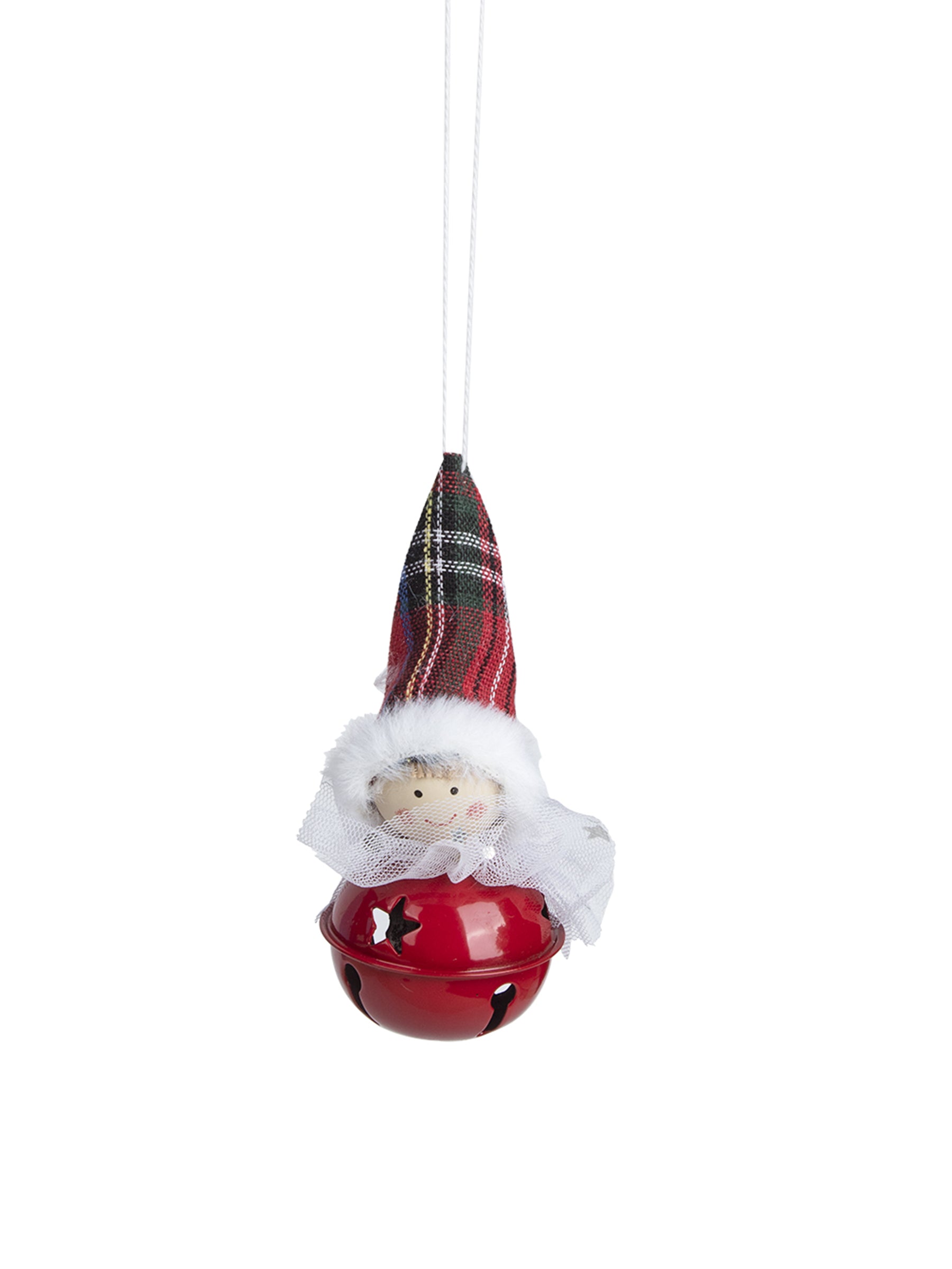 Christmas Hanging Santa Head Ornament With Bell Set Of 4 Pcs - Assorted Design