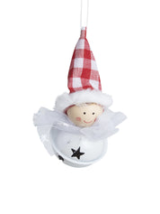 Christmas Hanging Santa Head Ornament With Bell Set Of 4 Pcs - Assorted Design