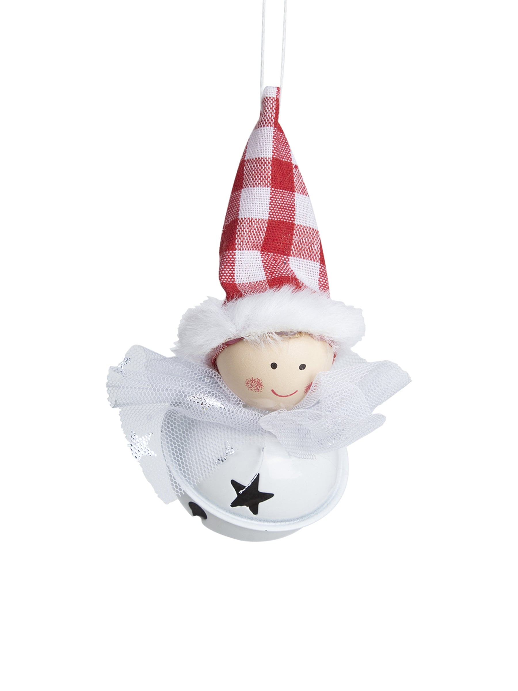 Christmas Hanging Santa Head Ornament With Bell Set Of 4 Pcs - Assorted Design