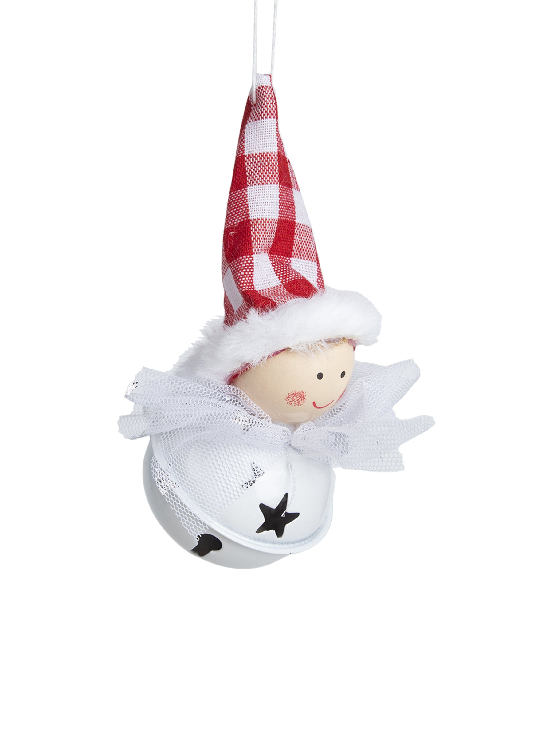 Christmas Hanging Santa Head Ornament With Bell Set Of 4 Pcs - Assorted Design
