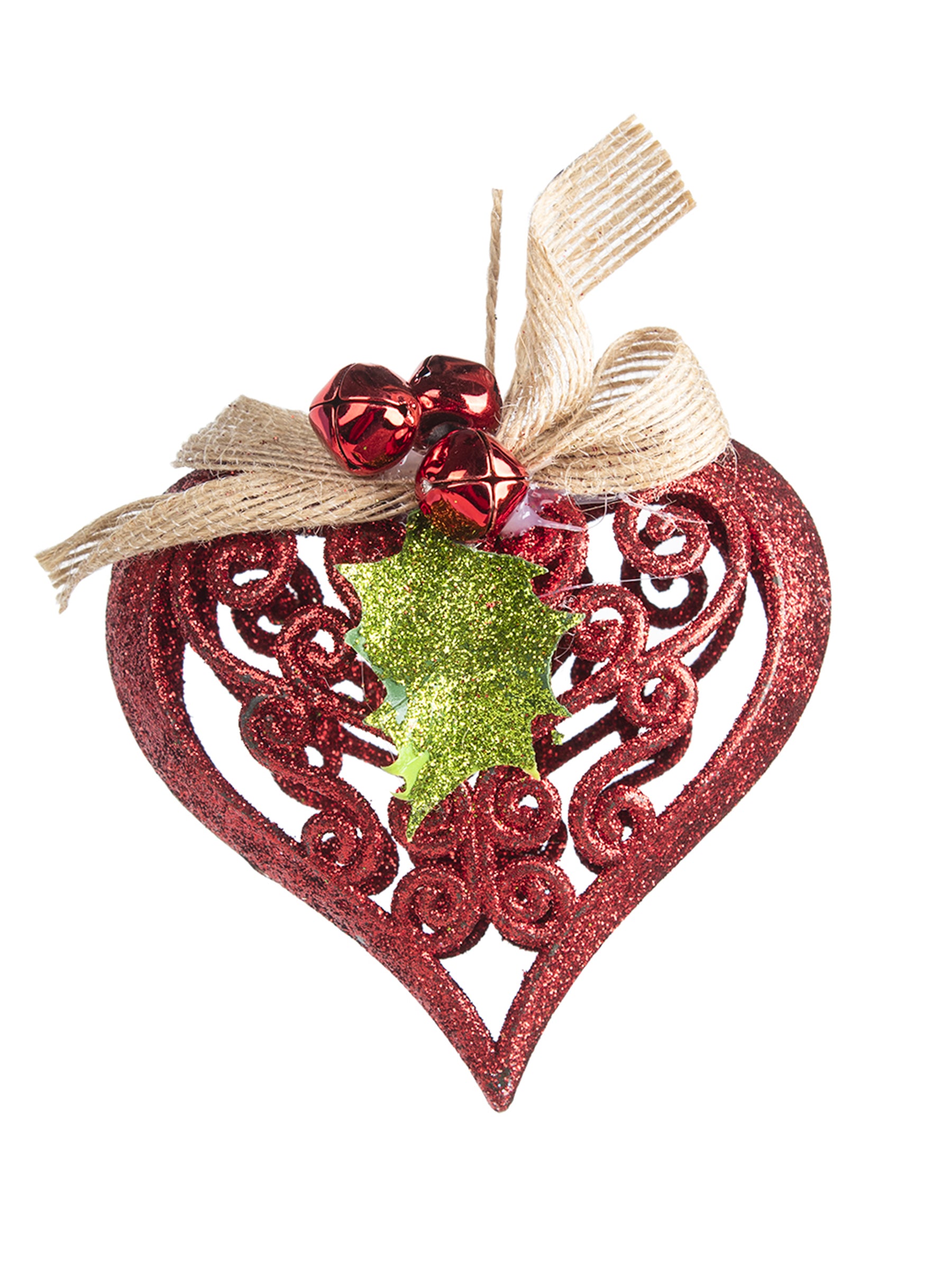 Red Heart - Christmas Hanging Ornaments- Heart Set Of 2 Pcs