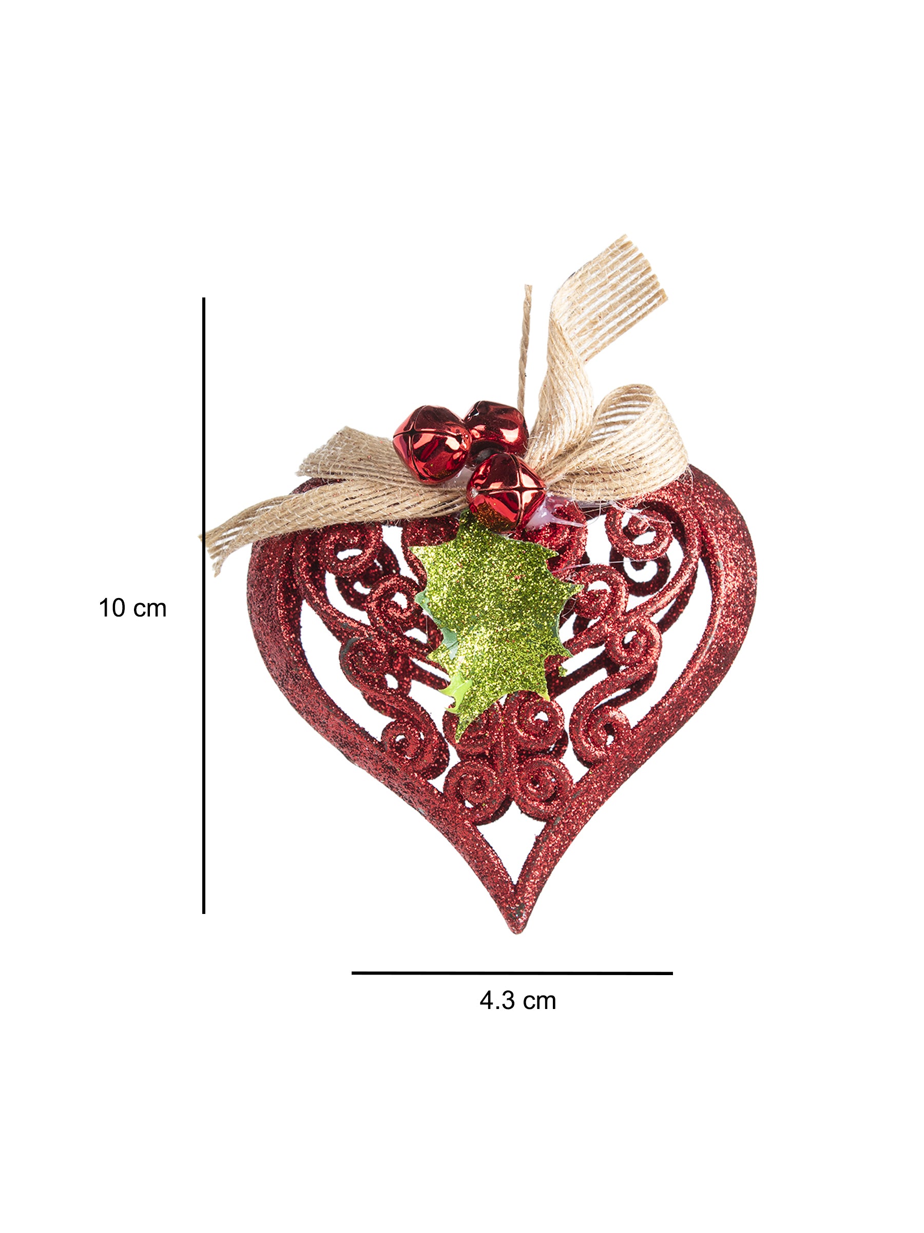 Red Heart - Christmas Hanging Ornaments- Heart Set Of 2 Pcs