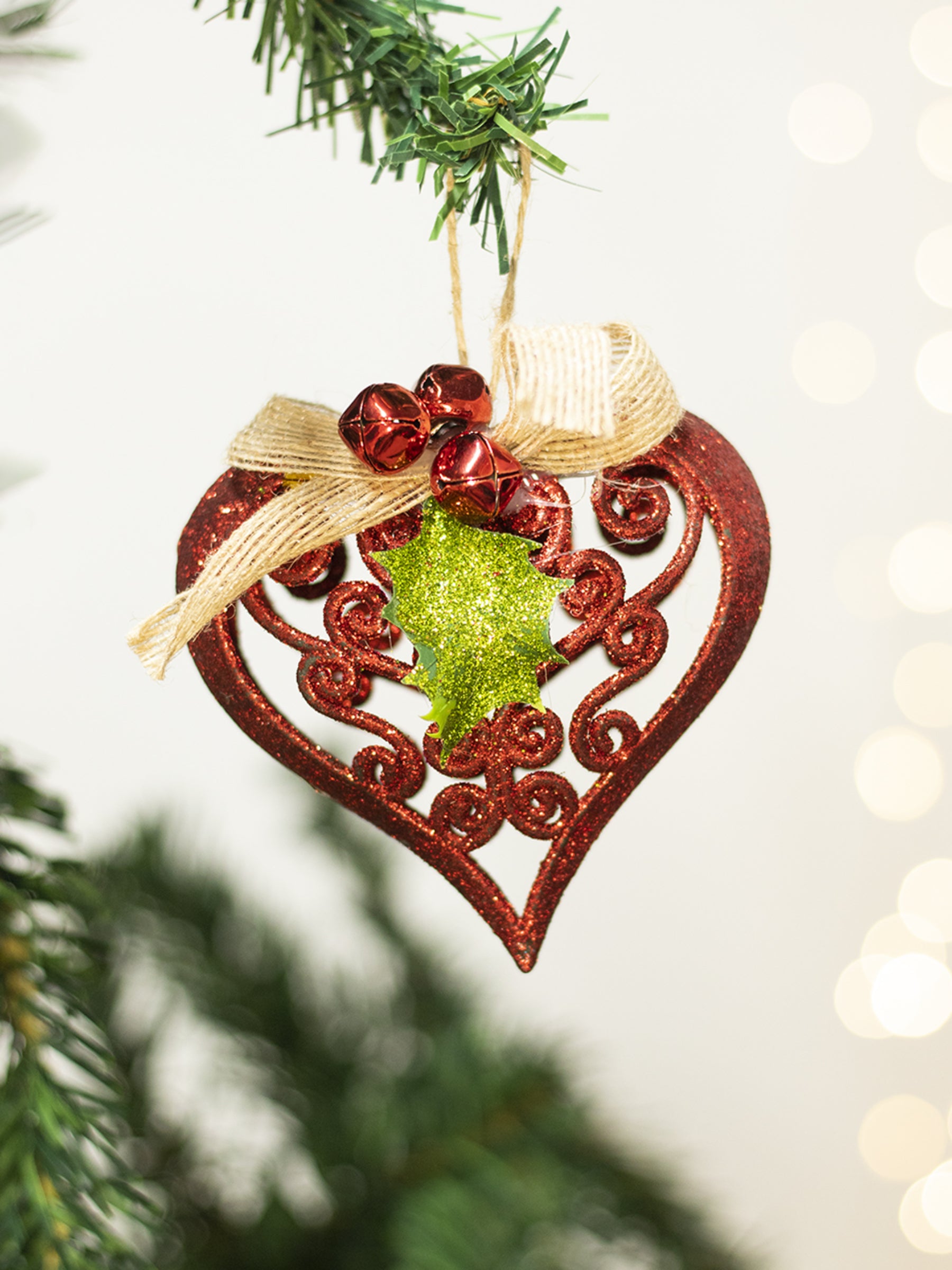 Red Heart - Christmas Hanging Ornaments- Heart Set Of 2 Pcs