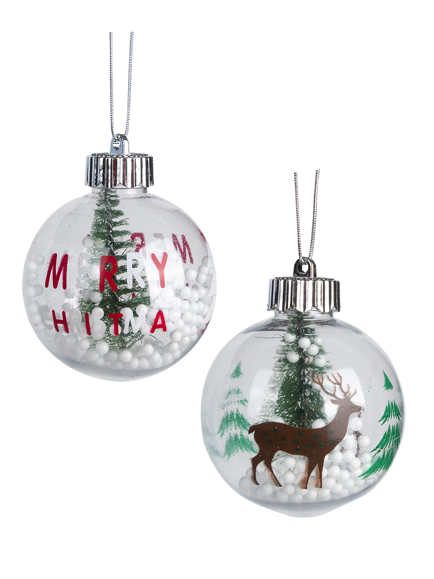 Reindeer Print - Christmas Hanging Ball Set Of 2