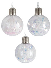 Snowman Print - Led Christmas Hanging Ball Set Of 3 Pcs