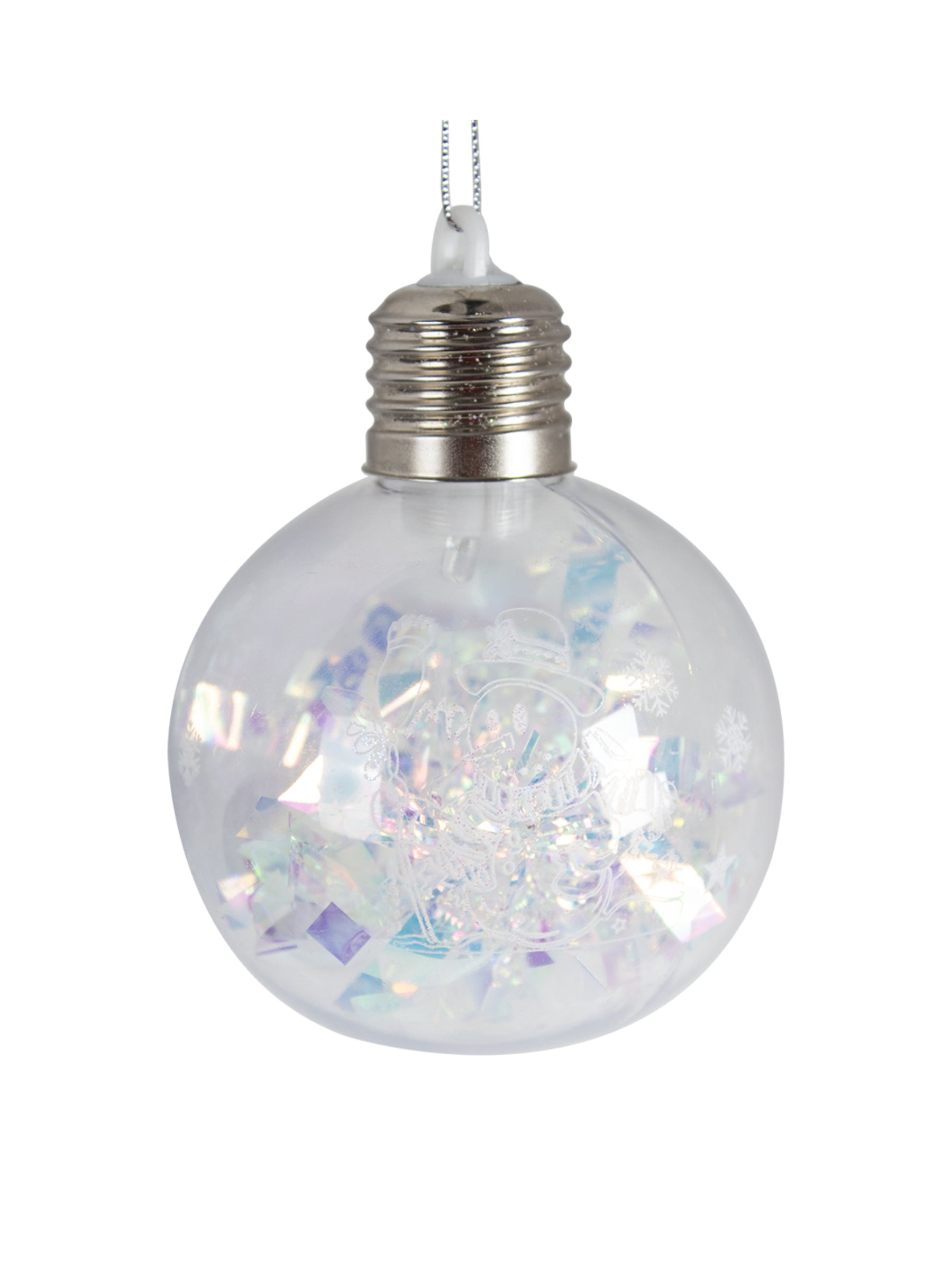 Snowman Print - Led Christmas Hanging Ball Set Of 3 Pcs