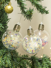 Snowman Print - Led Christmas Hanging Ball Set Of 3 Pcs