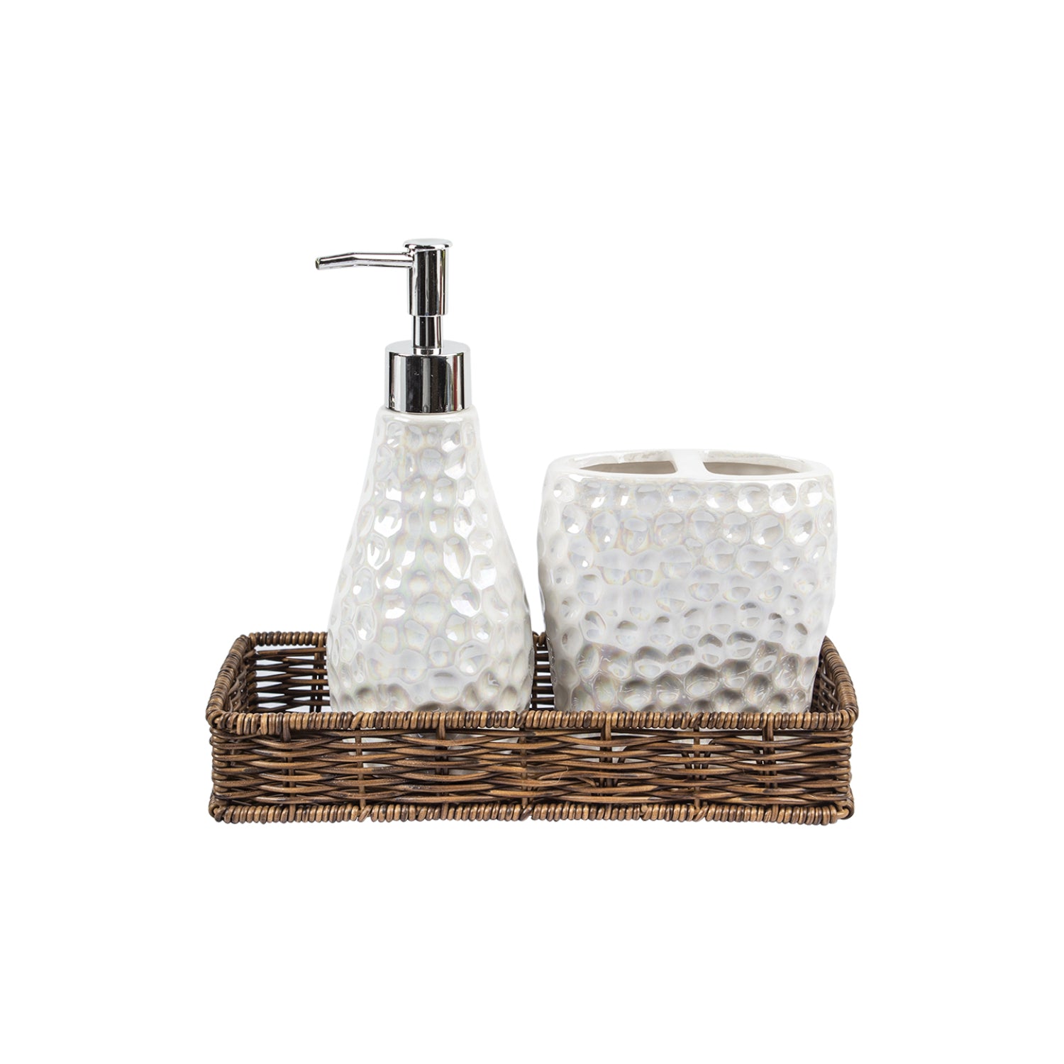 Market99 White Luster Ceramic Bathroom, Pack Of 3