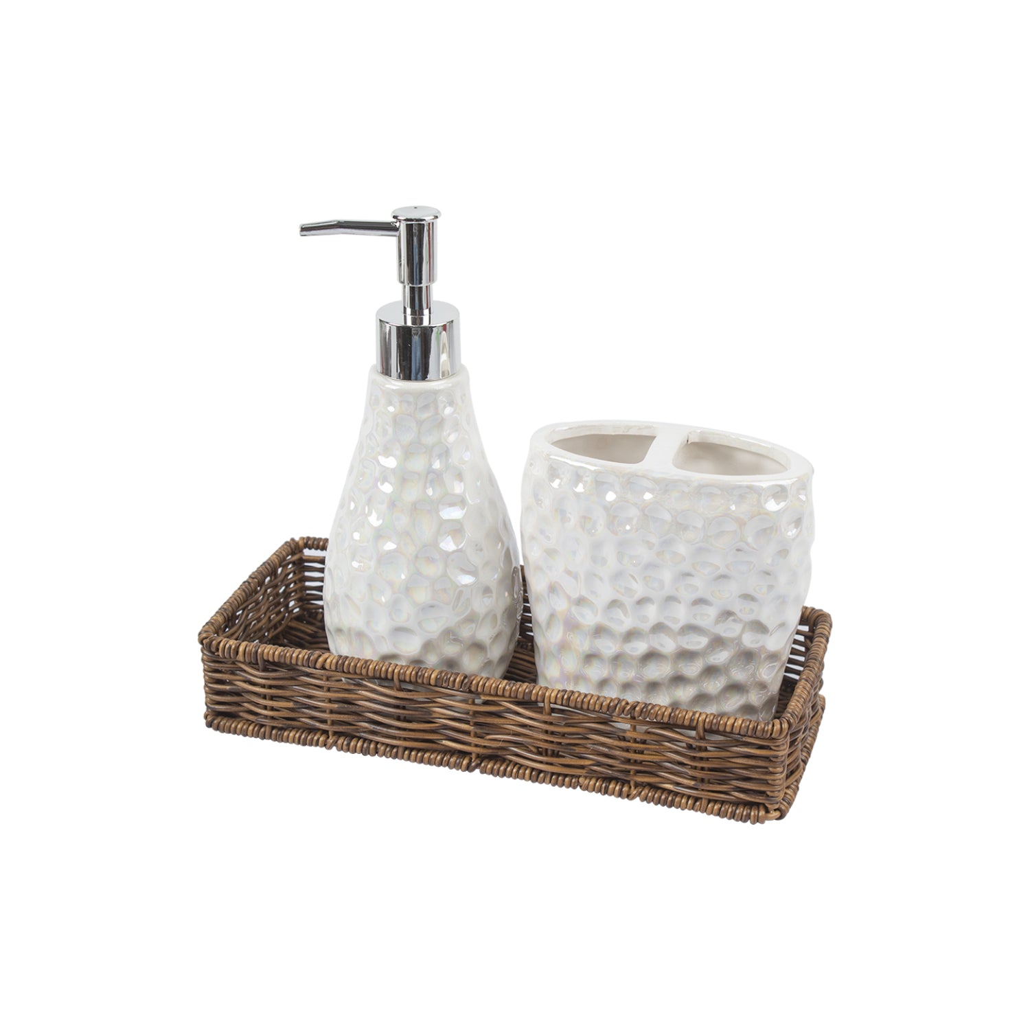 Market99 White Luster Ceramic Bathroom, Pack Of 3