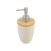 Market99 Wooden & Cream Ceramic Bathroom, Pack Of 3