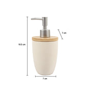 Market99 Wooden & Cream Ceramic Bathroom, Pack Of 3