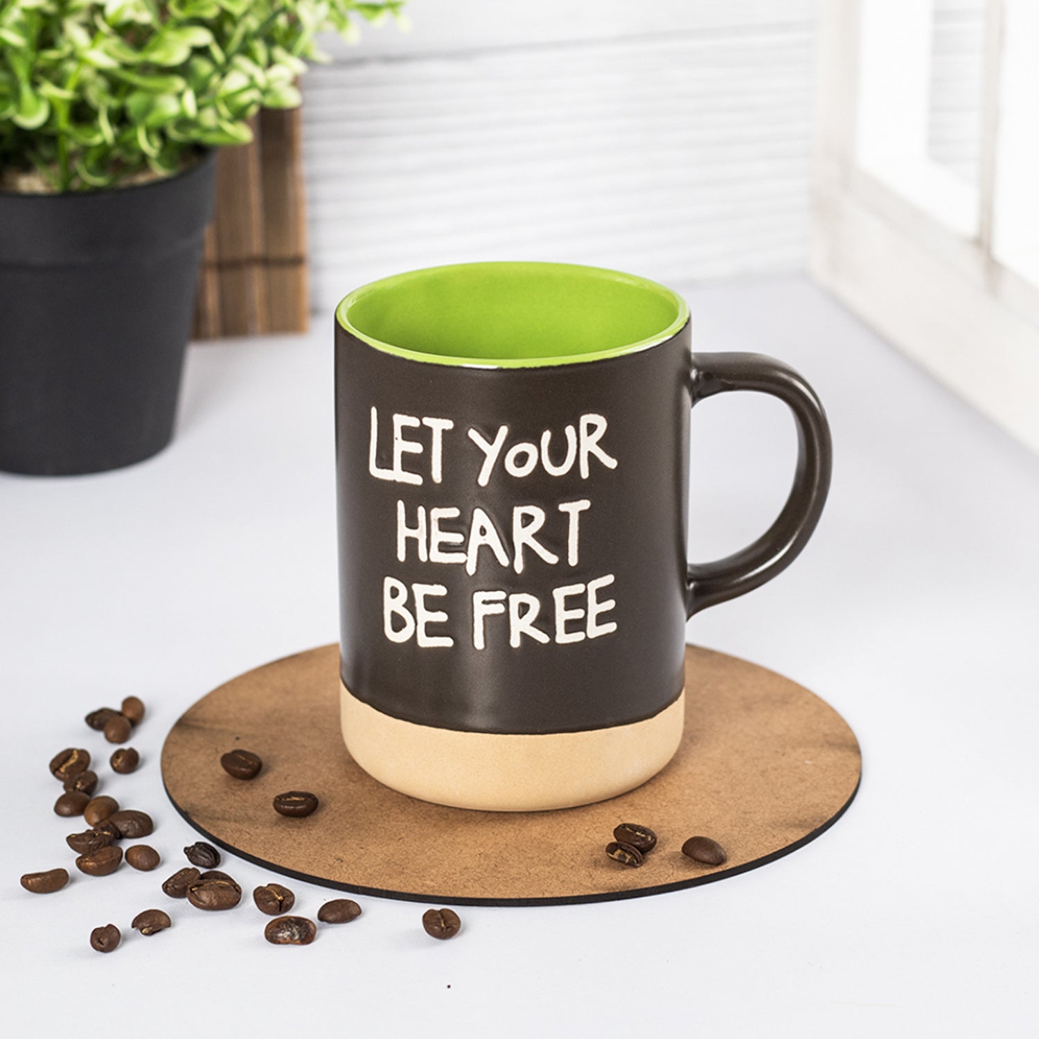 Market99 Ceramic Coffee Mug "LET YOUR HEART BE FREE " - 360 mL