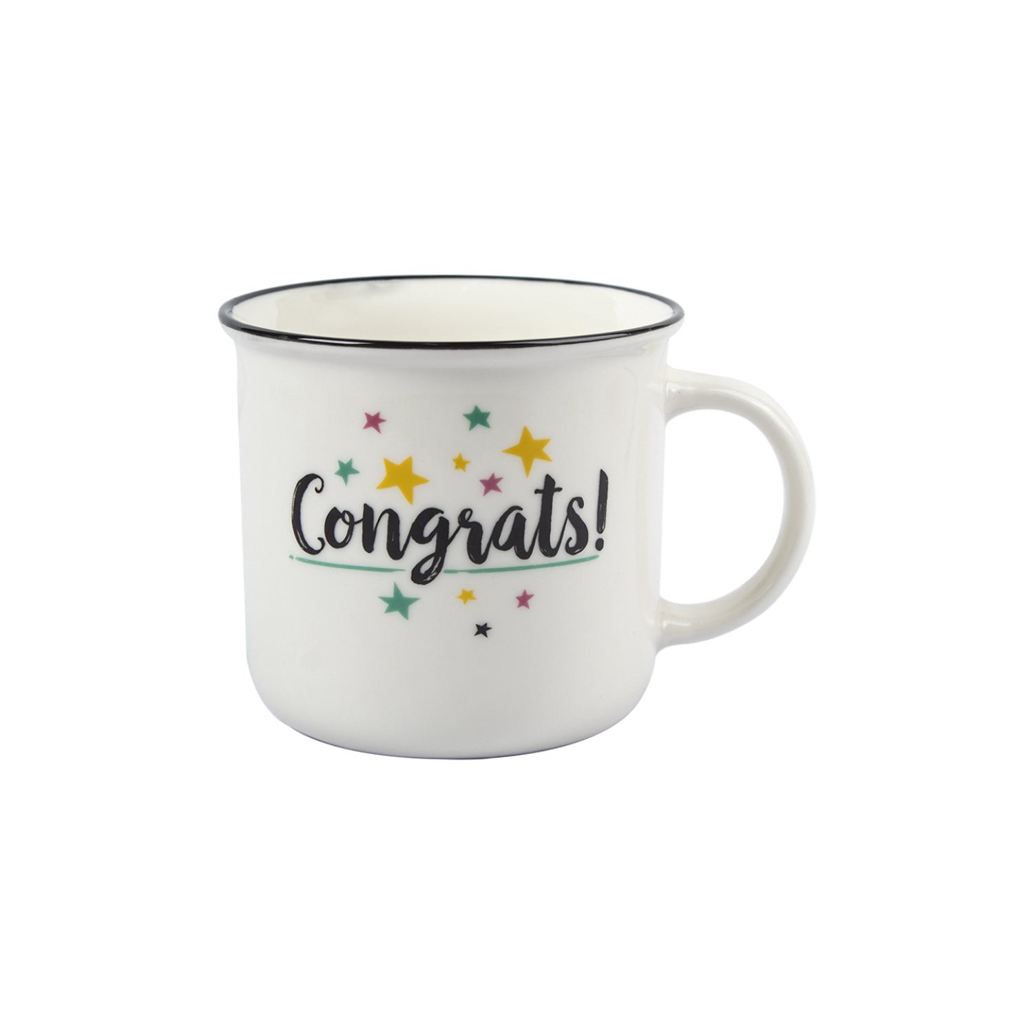 Market99 Off White Ceramic New Bone China Coffee Mug "Congrats!" - 380 mL