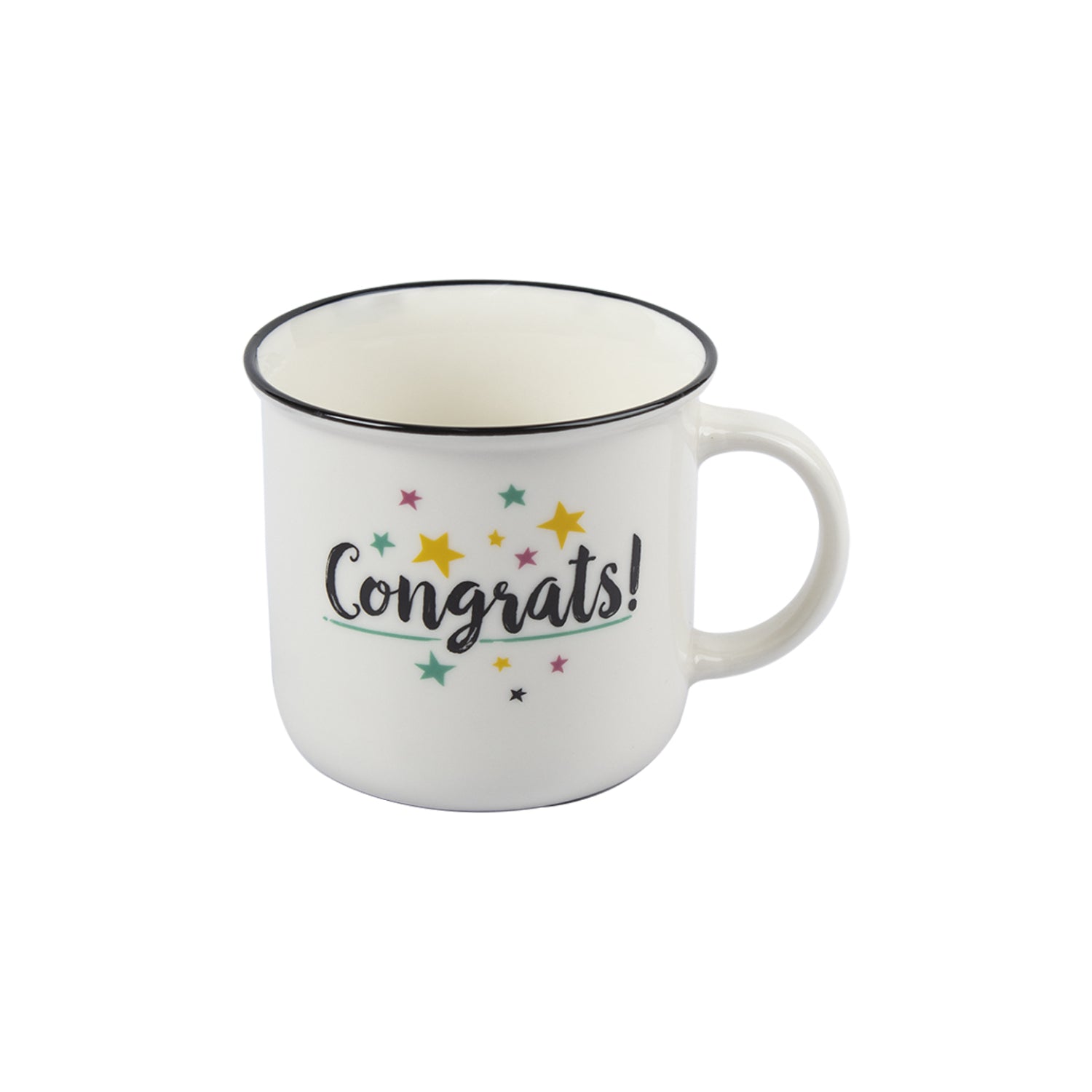 Market99 Off White Ceramic New Bone China Coffee Mug "Congrats!" - 380 mL