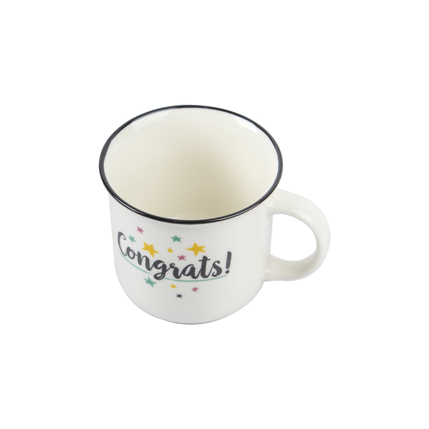 Market99 Off White Ceramic New Bone China Coffee Mug "Congrats!" - 380 mL