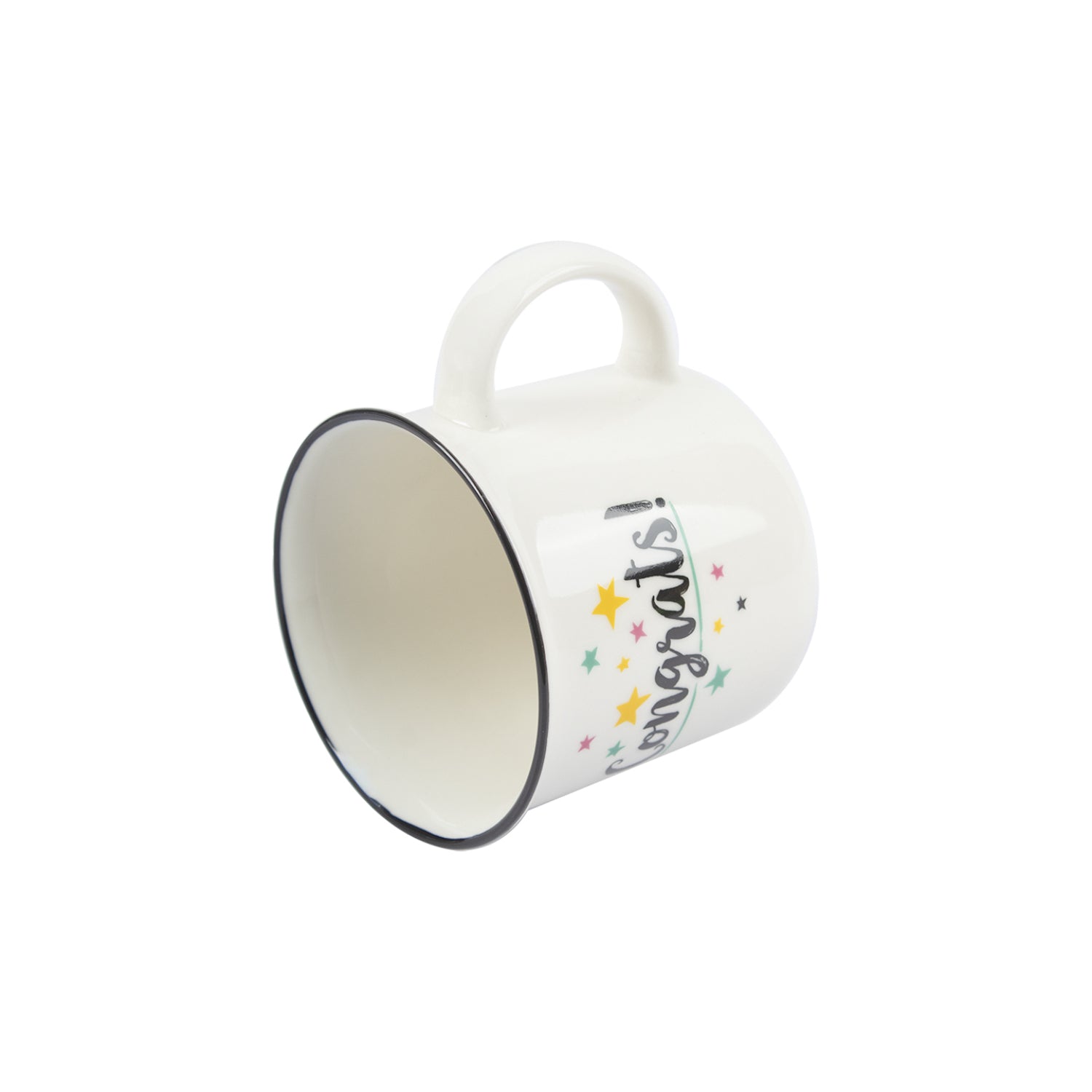 Market99 Off White Ceramic New Bone China Coffee Mug "Congrats!" - 380 mL