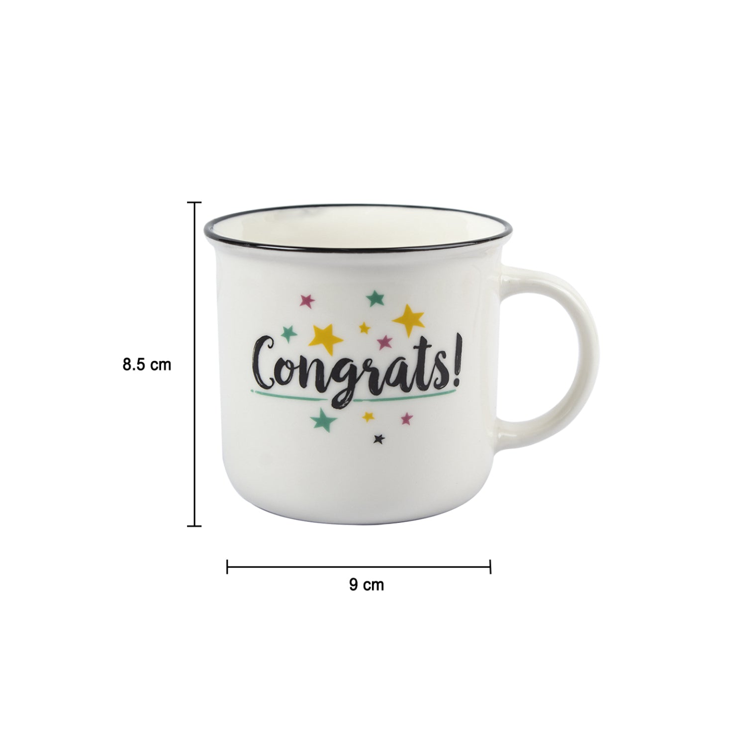 Market99 Off White Ceramic New Bone China Coffee Mug "Congrats!" - 380 mL