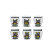 MARKET99 Owl Printed Ceramic Kullad, (Each 130 mL, Set Of 6 Pcs)