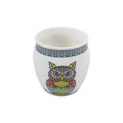 MARKET99 Owl Printed Ceramic Kullad, (Each 130 mL, Set Of 6 Pcs)