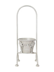 Grey Metal Flower Tabletop Planter Pot - Not For Shopify - MARKET99