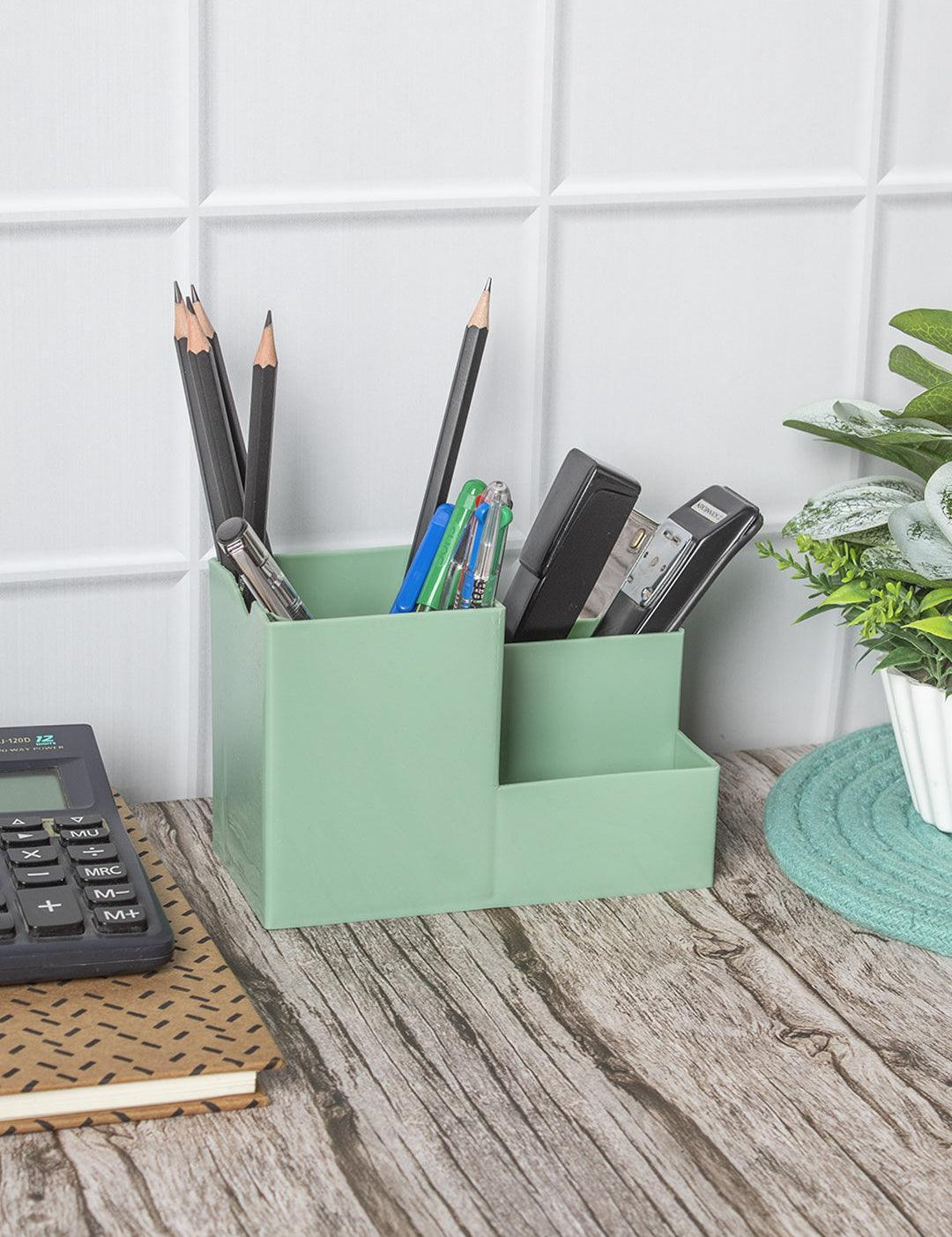 Multi-Purpose Desk Organizer with 4 Compartments - Light Green - MARKET99