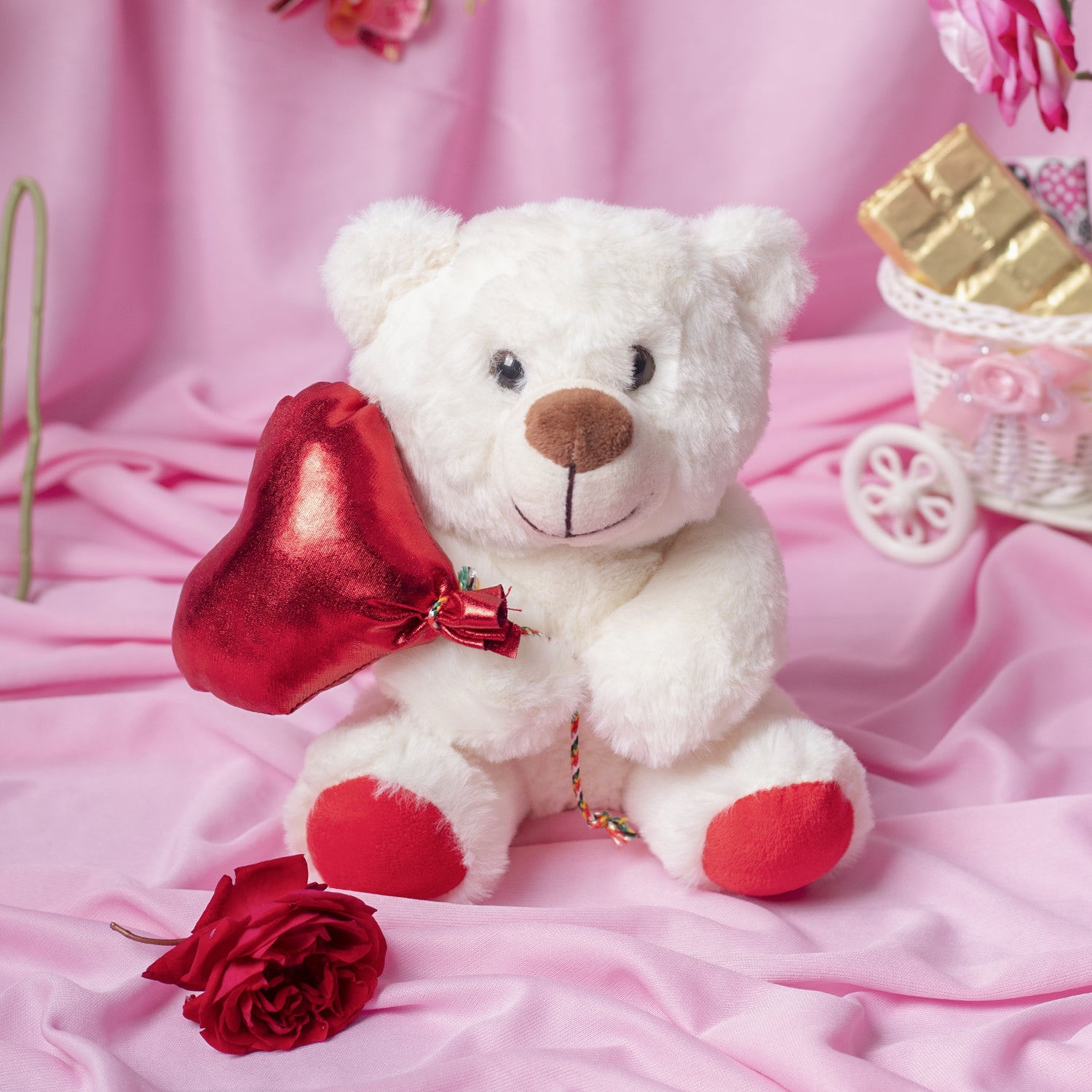 Valentine Teddy Bear With Red Balloon