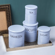 Tea & Sugar Jar (Each 900 Ml) +  Biscuits & Namkeen Jar (Each 1700 Ml) - Light Blue, Set Of 4